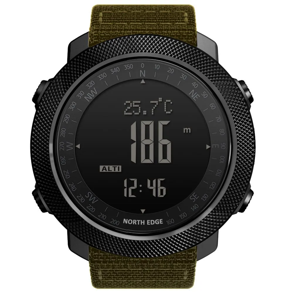 North Edge APACHE 3 Men's Digital Military Sports Watch with Nylon Strap - Durable & Waterproof