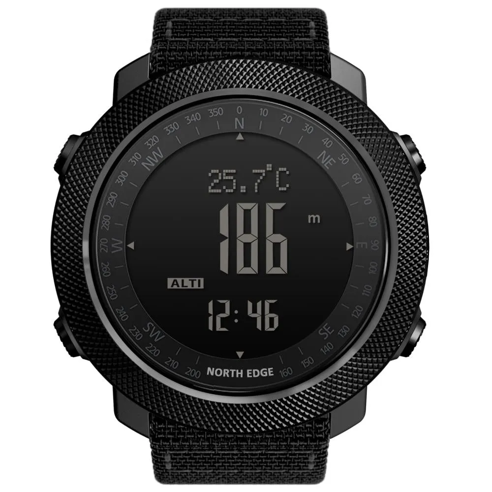 North Edge APACHE 3 Men's Digital Military Sports Watch with Nylon Strap - Durable & Waterproof
