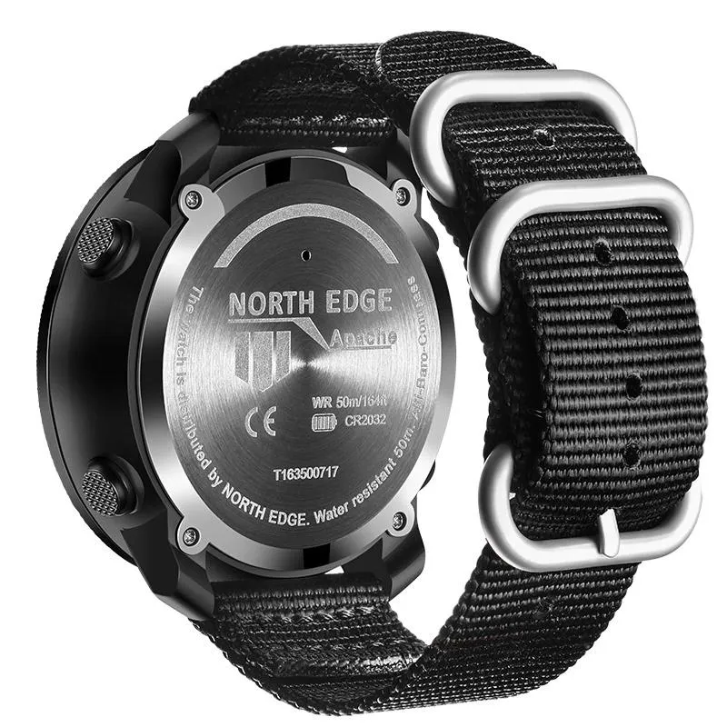 North Edge APACHE 3 Men's Digital Military Sports Watch with Nylon Strap - Durable & Waterproof