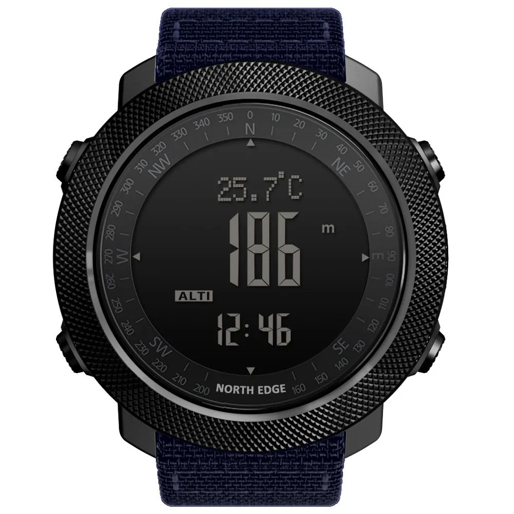 North Edge APACHE 3 Men's Digital Military Sports Watch with Nylon Strap - Durable & Waterproof