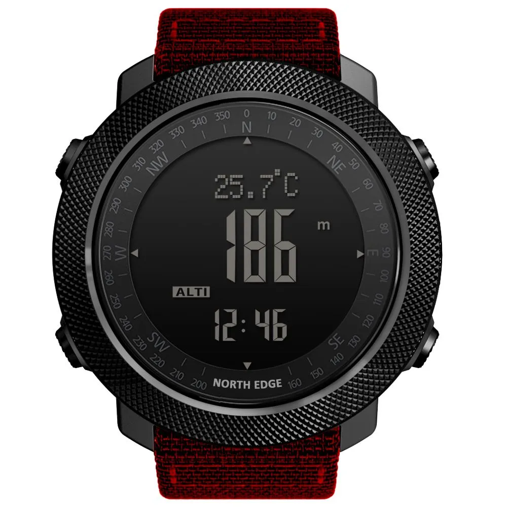 North Edge APACHE 3 Men's Digital Military Sports Watch with Nylon Strap - Durable & Waterproof