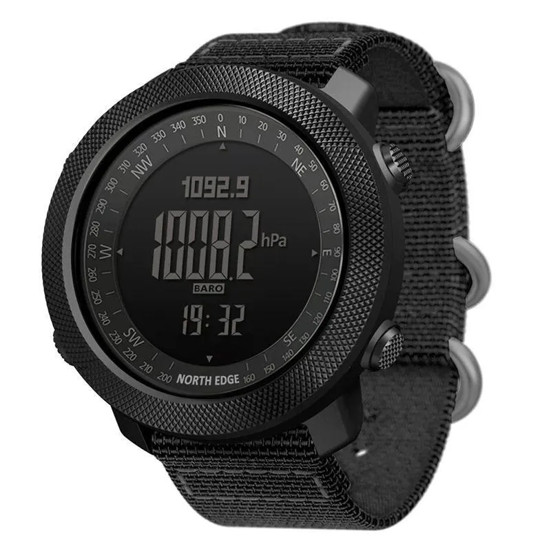 North Edge APACHE 3 Men's Digital Military Sports Watch with Nylon Strap - Durable & Waterproof