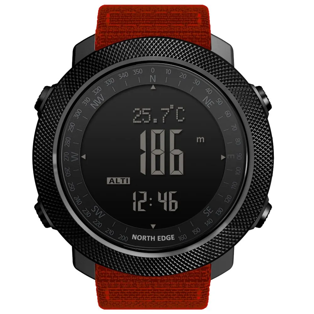 North Edge APACHE 3 Men's Digital Military Sports Watch with Nylon Strap - Durable & Waterproof