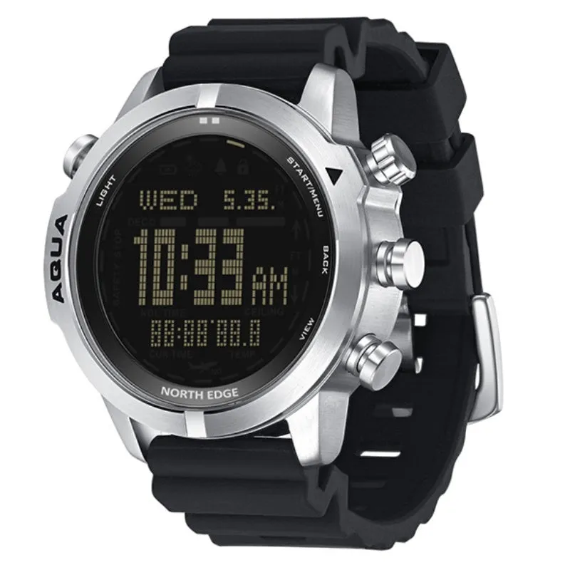 North Edge AQUA Men's Smart Dive Watch | Altimeter, Barometer, Compass & 100 Meter Water Resistant