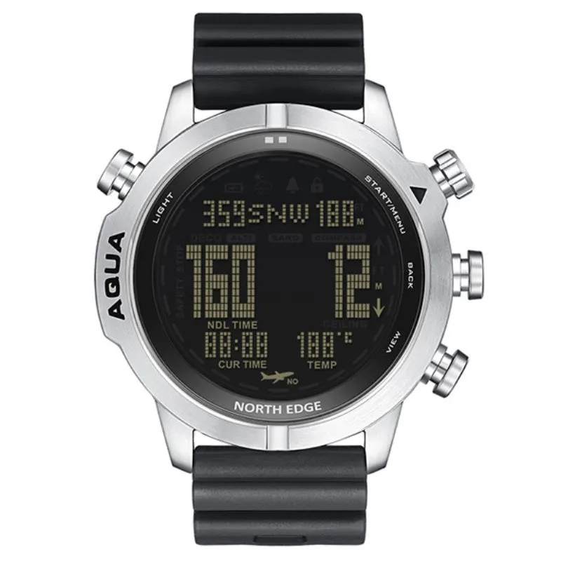 North Edge AQUA Men's Smart Dive Watch | Altimeter, Barometer, Compass & 100 Meter Water Resistant