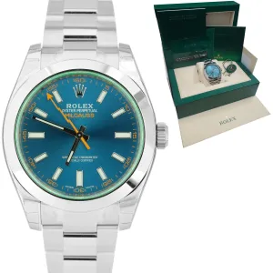 NOS NEW Rolex Milgauss Z-Blue Green Anniversary 40mm 116400 GV Stainless Watch
