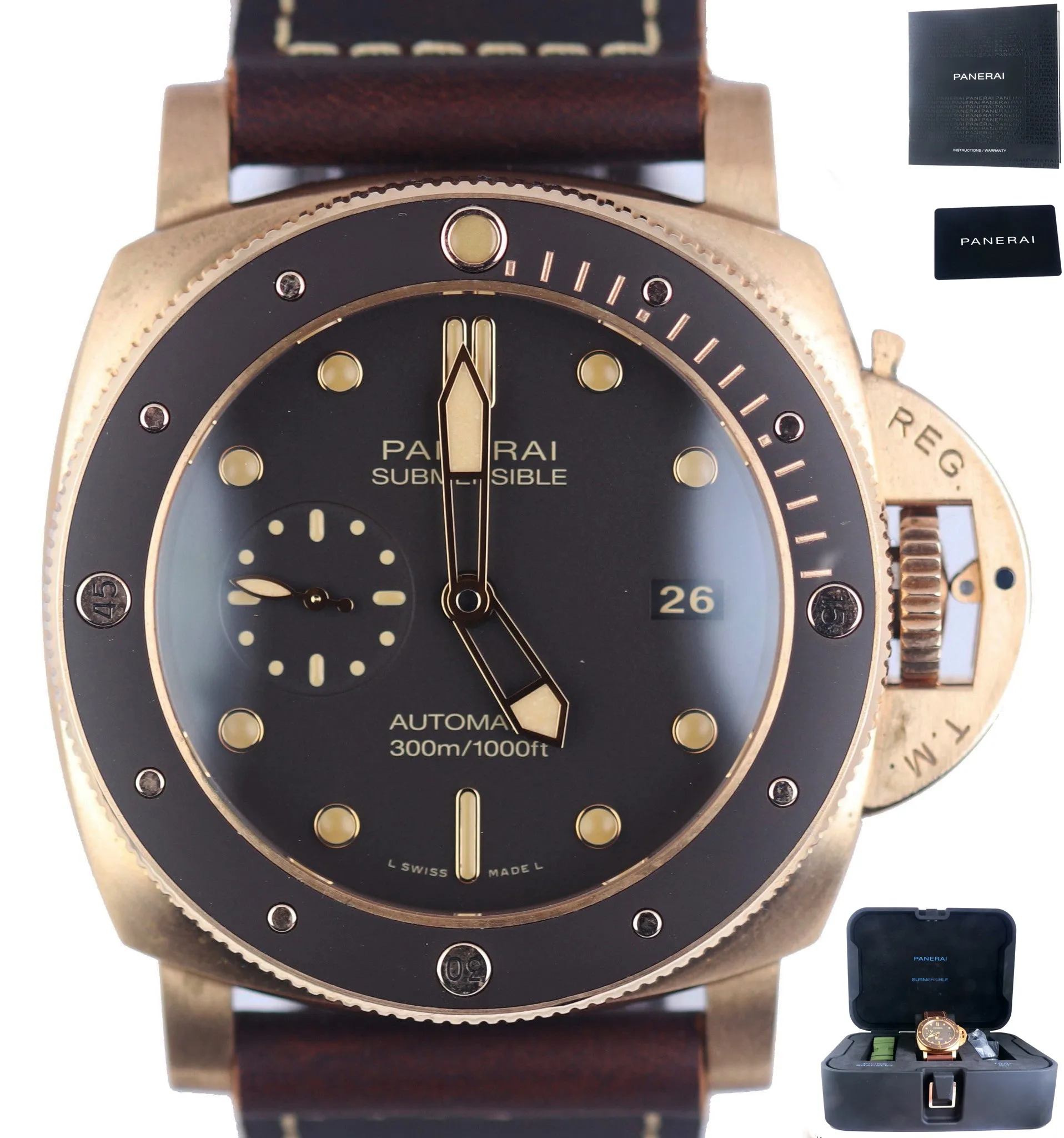 NOV 2019 Panerai Submersible 3 Day Bronzo PAM 968 Ceramic 47MM PAM00968 Bronze