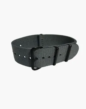 Nylon NATO Gray Watch Bands with Black Buckles PVD  by LUX