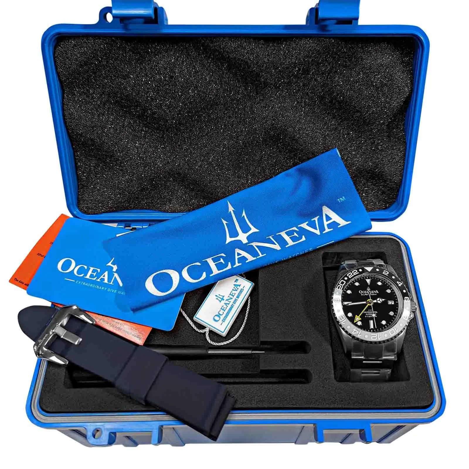 Oceaneva Men's GMT TITANIUM Automatic Deep Marine Explorer 1250M Black & White Ceramic Bezel Watch