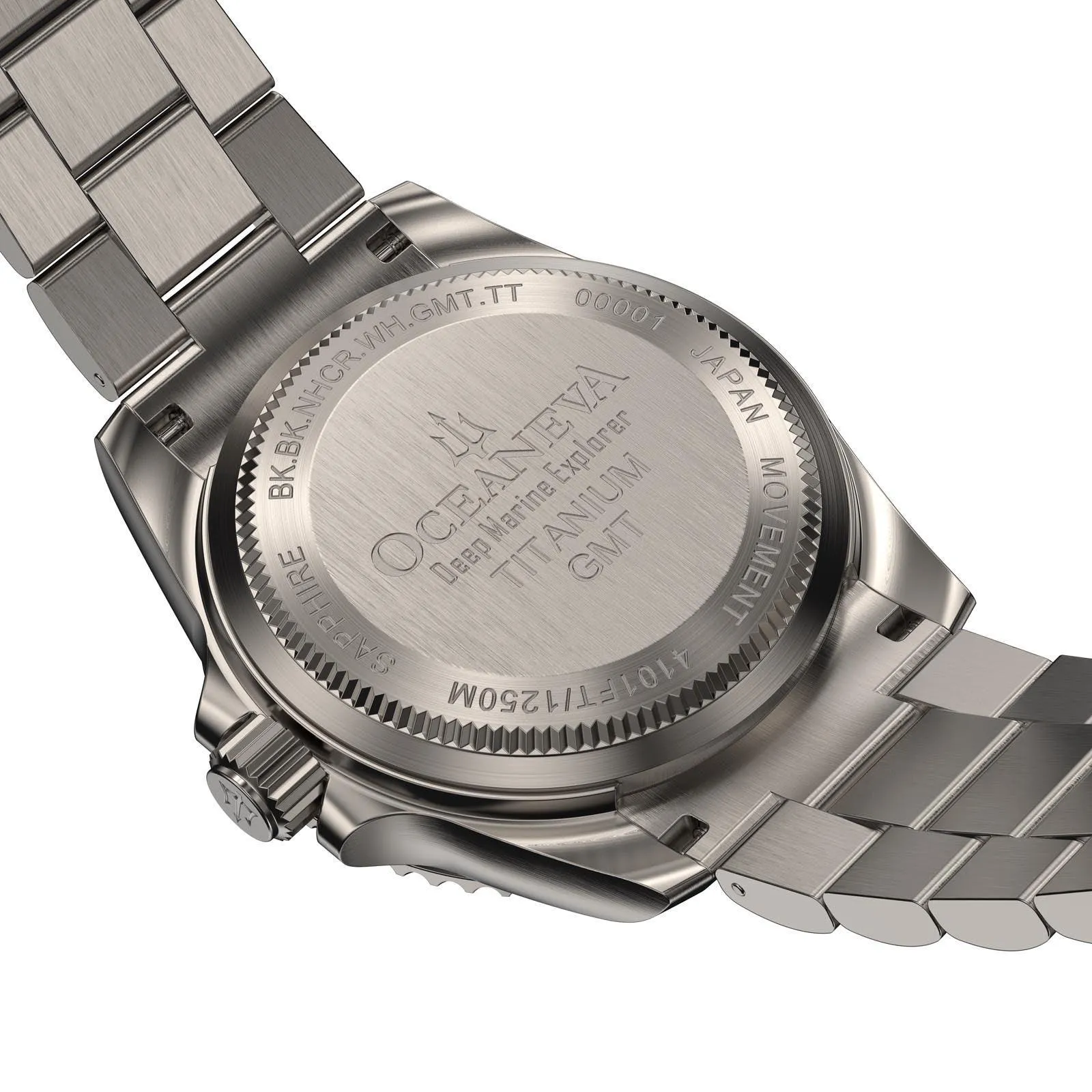 Oceaneva Men's GMT TITANIUM Automatic Deep Marine Explorer 1250M Black & White Ceramic Bezel Watch