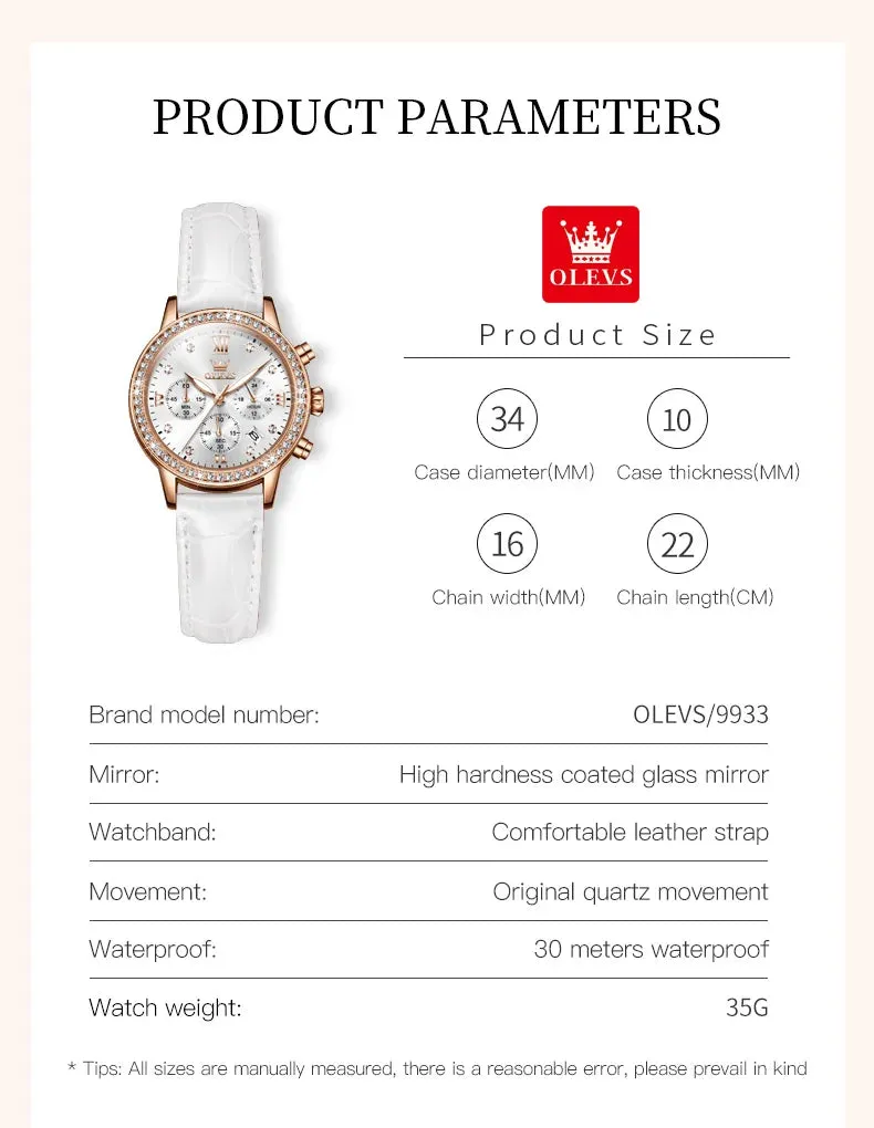 OLEVS 9933 Original Luxury Quartz Watch for Women