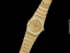 Omega Ladies Constellation Bracelet Watch - 18K Gold & Original Omega Factory Set Diamonds