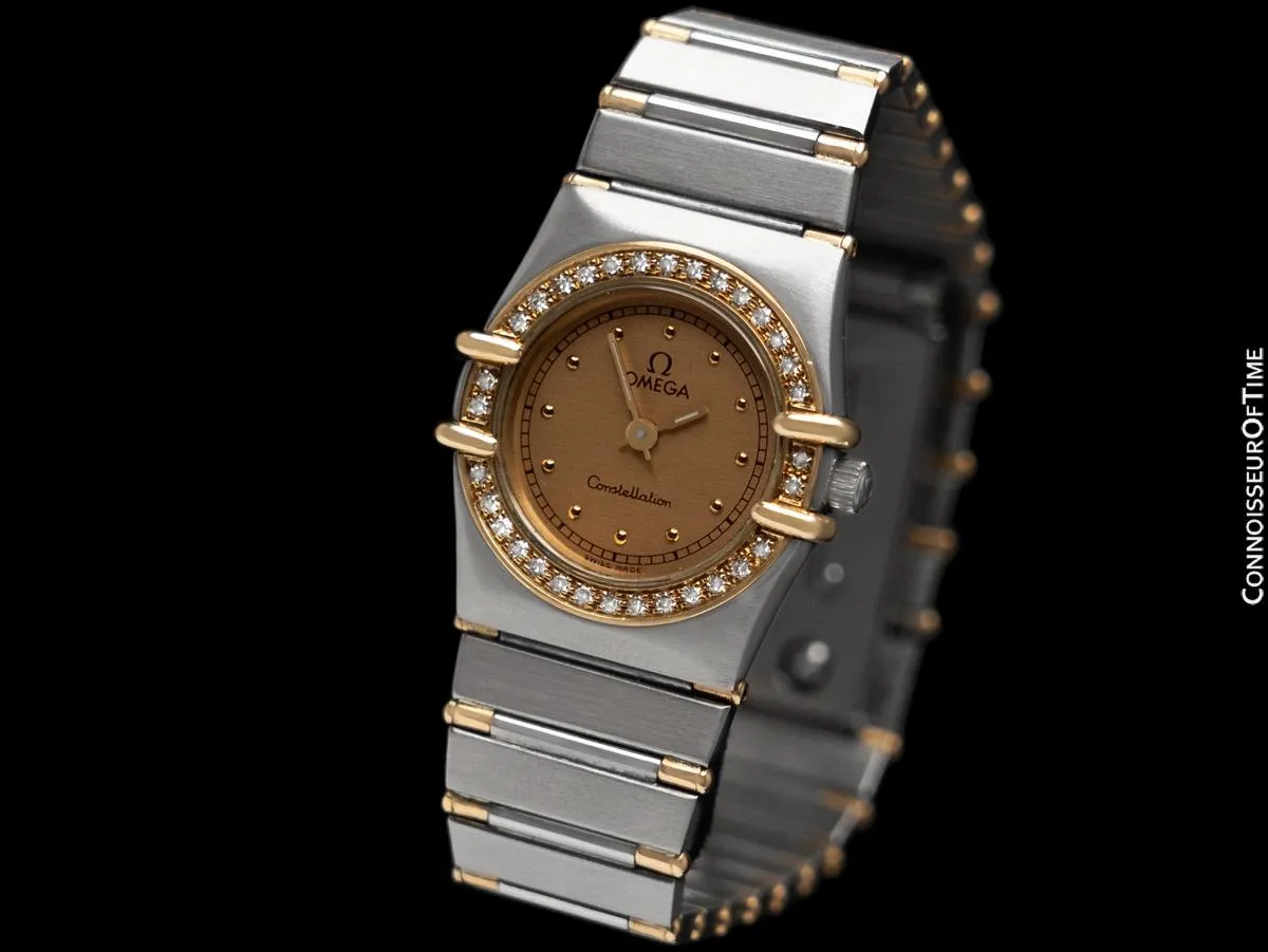 Omega Ladies Constellation Manhattan 18K Gold, Steel & Factory Set Diamond Watch - Papers