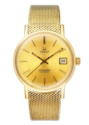 Omega Seamaster 18K Yellow Gold Mens Watch With Box