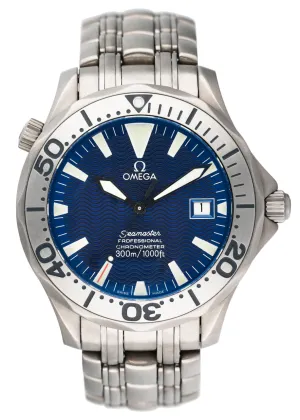 Omega Seamaster 2231.80.00 300M Chronometer Blue Dial Titanium Mens Watch
