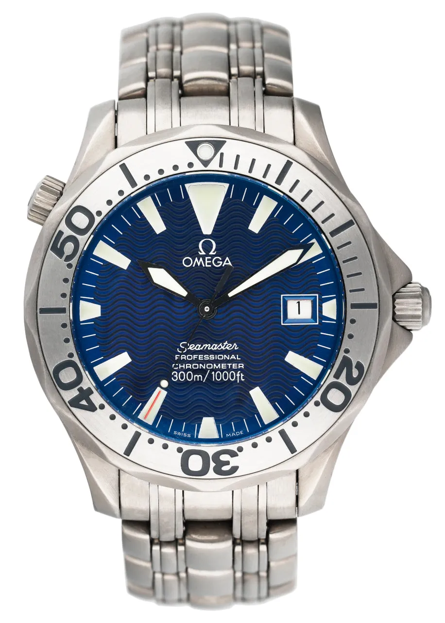 Omega Seamaster 2231.80.00 300M Chronometer Blue Dial Titanium Mens Watch