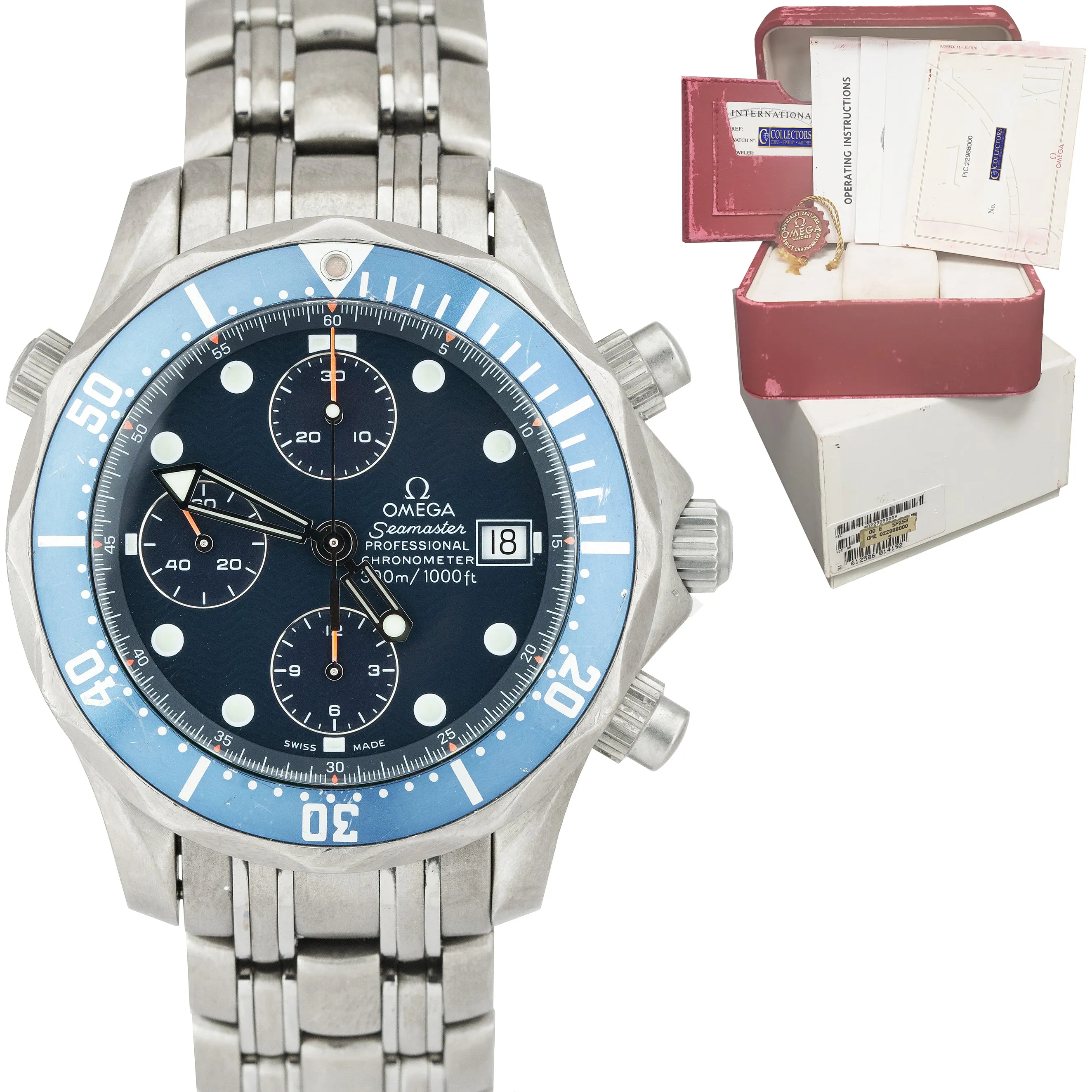 Omega Seamaster 300M 2298.80 Blue Automatic Titanium 41.5mm Watch FULL SET B P