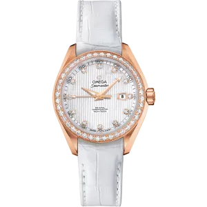 Omega Seamaster Aqua Terra 150M 34 mm, red gold on leather strap
