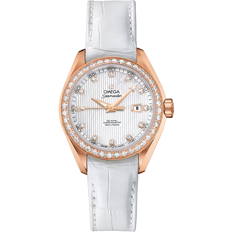 Omega Seamaster Aqua Terra 150M 34 mm, red gold on leather strap