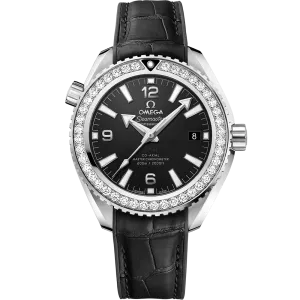 Omega Seamaster Planet Ocean 600M 39.5 mm, steel on leather strap with rubber lining