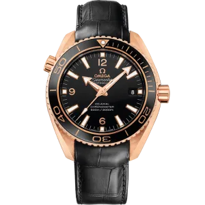 Omega Seamaster Planet Ocean 600M 42 mm, red gold on leather strap
