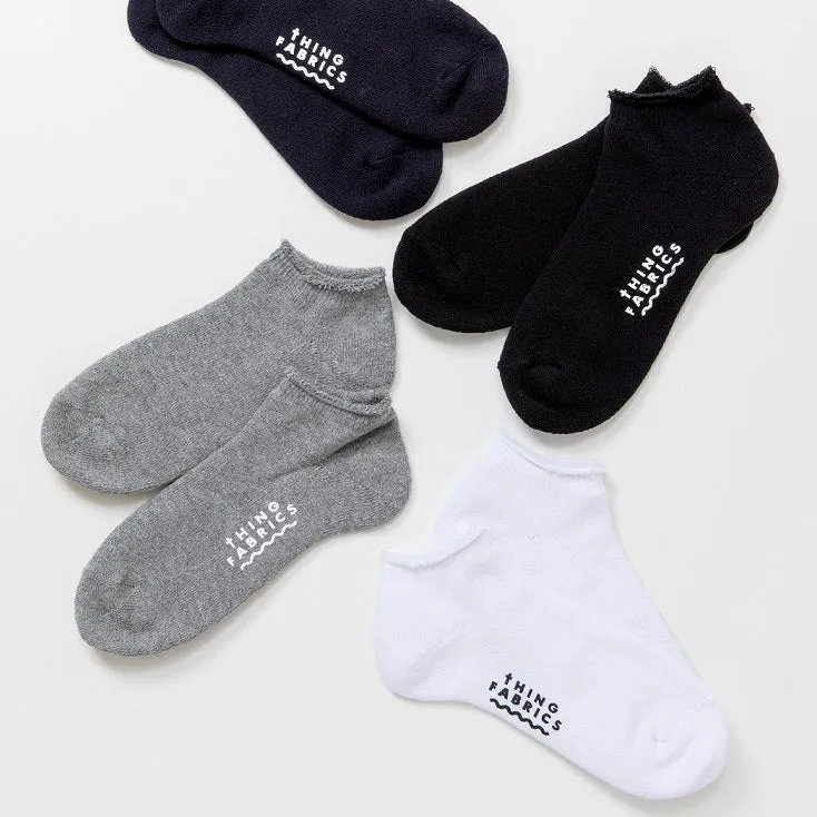Organic Cotton Pile Knit Ankle Socks Grey