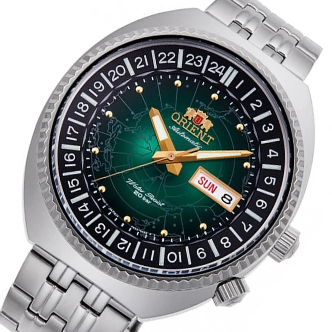 Orient Green Dial World Map Revival RA-AA0E02E19B RA-AA0E02E Japan Automatic Watch