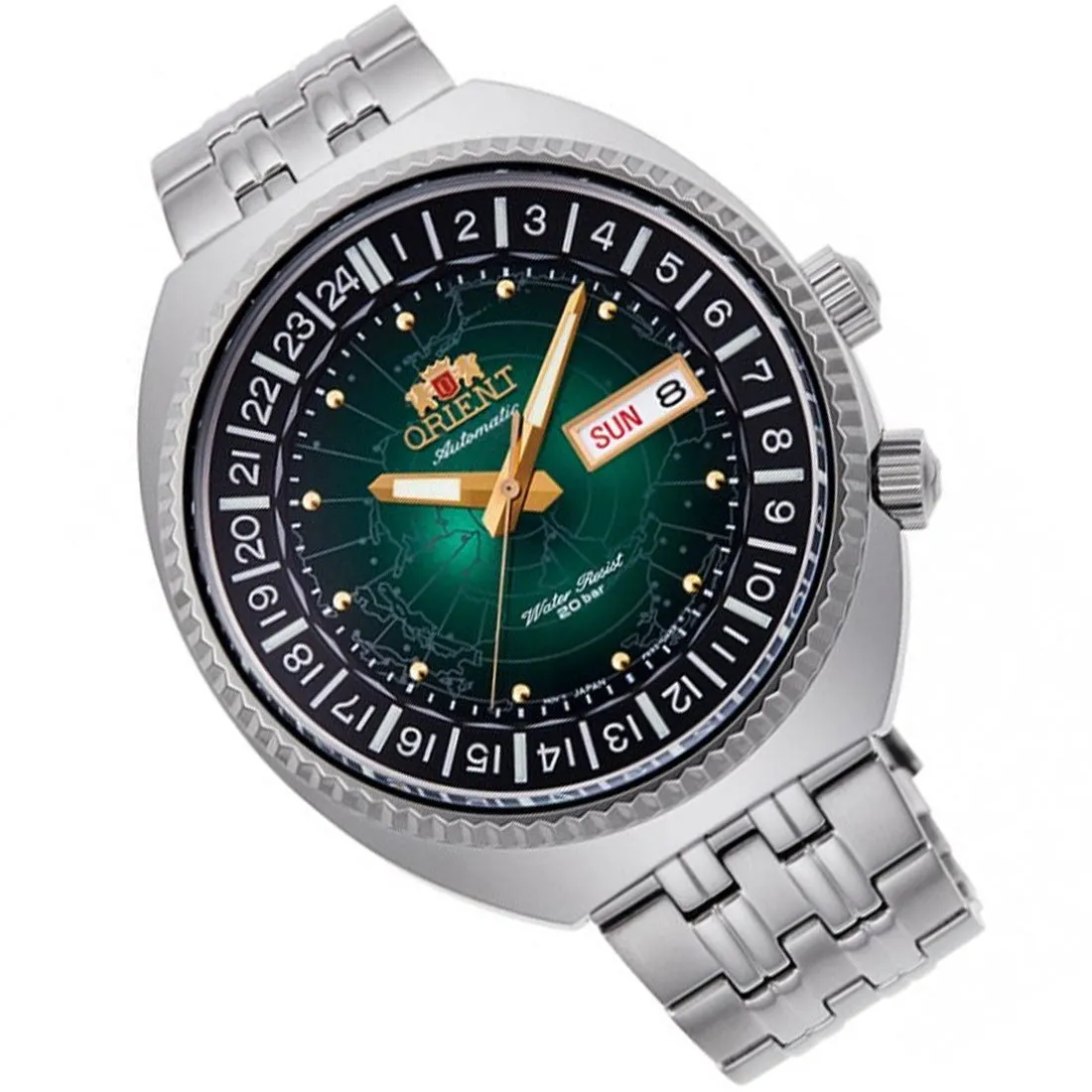 Orient Green Dial World Map Revival RA-AA0E02E19B RA-AA0E02E Japan Automatic Watch