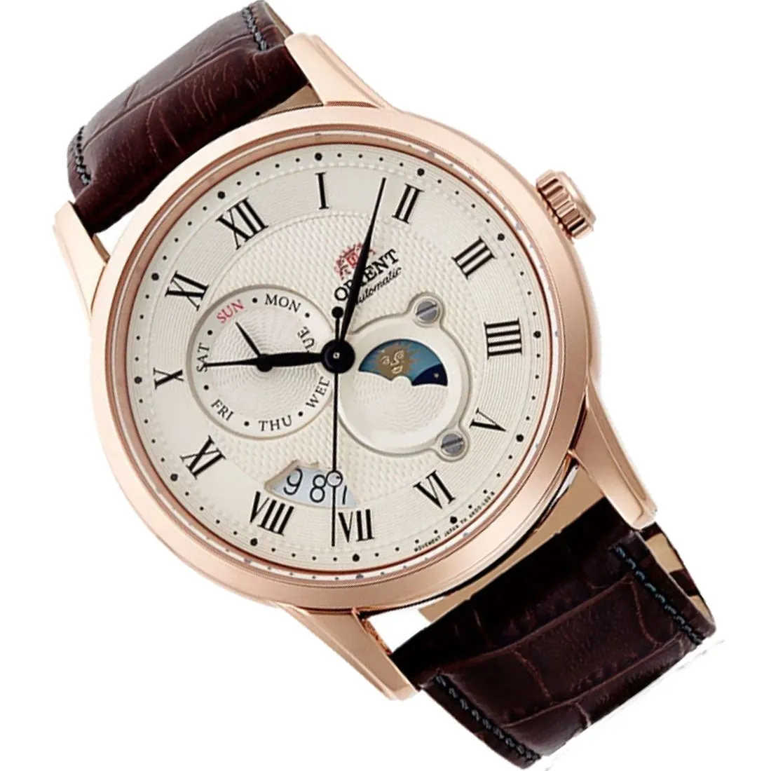 Orient Sun & Moon Automatic RA-AK0007S10B RA-AK0007S Leather Analog Watch