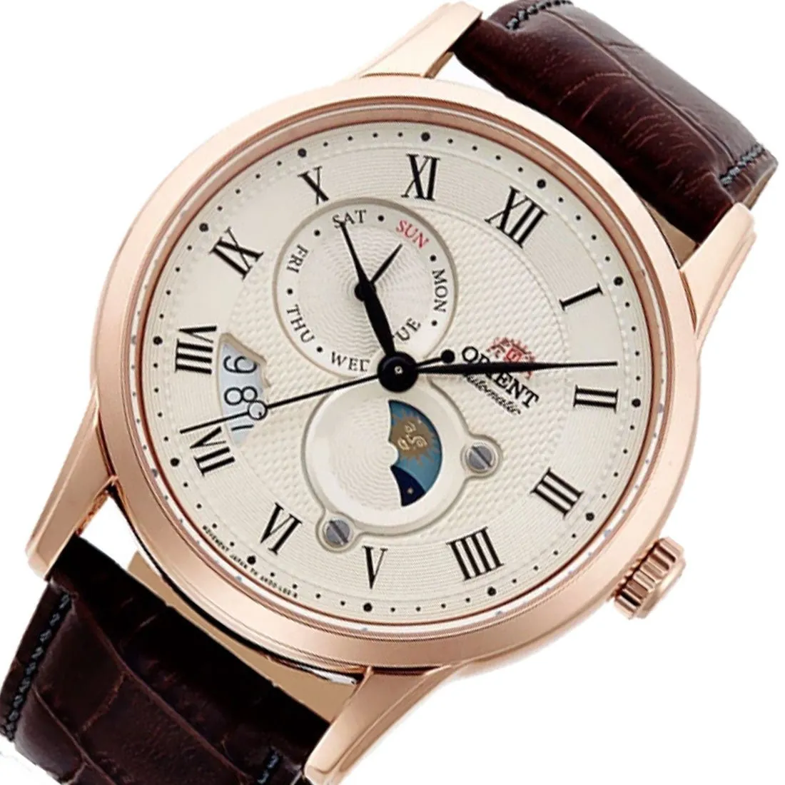 Orient Sun & Moon Automatic RA-AK0007S10B RA-AK0007S Leather Analog Watch