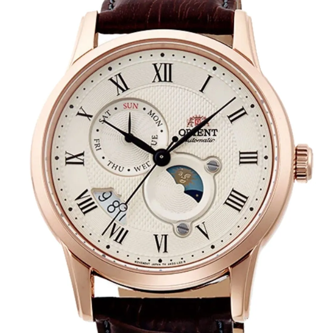 Orient Sun & Moon Automatic RA-AK0007S10B RA-AK0007S Leather Analog Watch