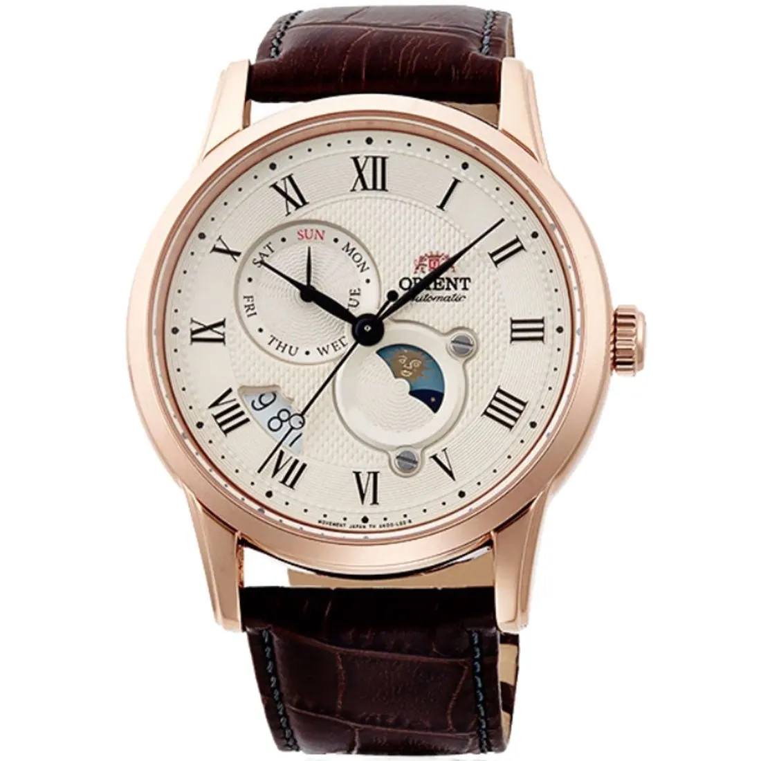 Orient Sun & Moon Automatic RA-AK0007S10B RA-AK0007S Leather Analog Watch