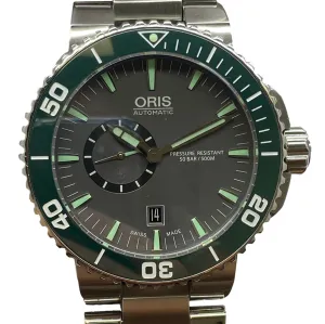 Oris Aquis Date Green Bezel 01 743 7673 4137 Grey Dial Automatic Men's Watch