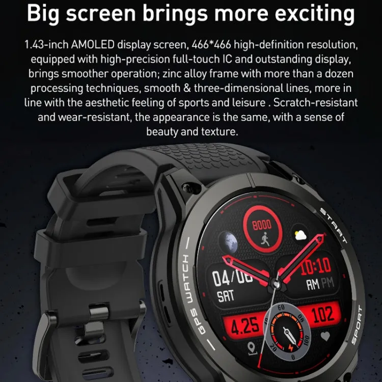Outdoor Sports Smart Watch 1.43 Inch Ultra HD AMOLED Screen Bluetooth Talking Watch(Black)