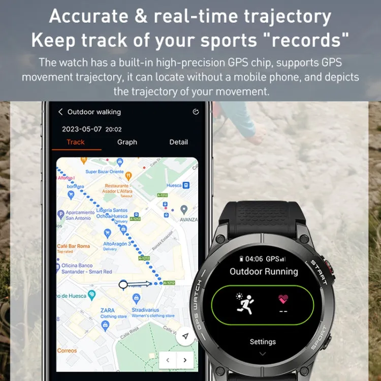 Outdoor Sports Smart Watch 1.43 Inch Ultra HD AMOLED Screen Bluetooth Talking Watch(Black)