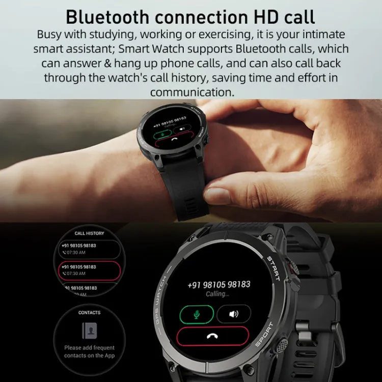 Outdoor Sports Smart Watch 1.43 Inch Ultra HD AMOLED Screen Bluetooth Talking Watch(Black)