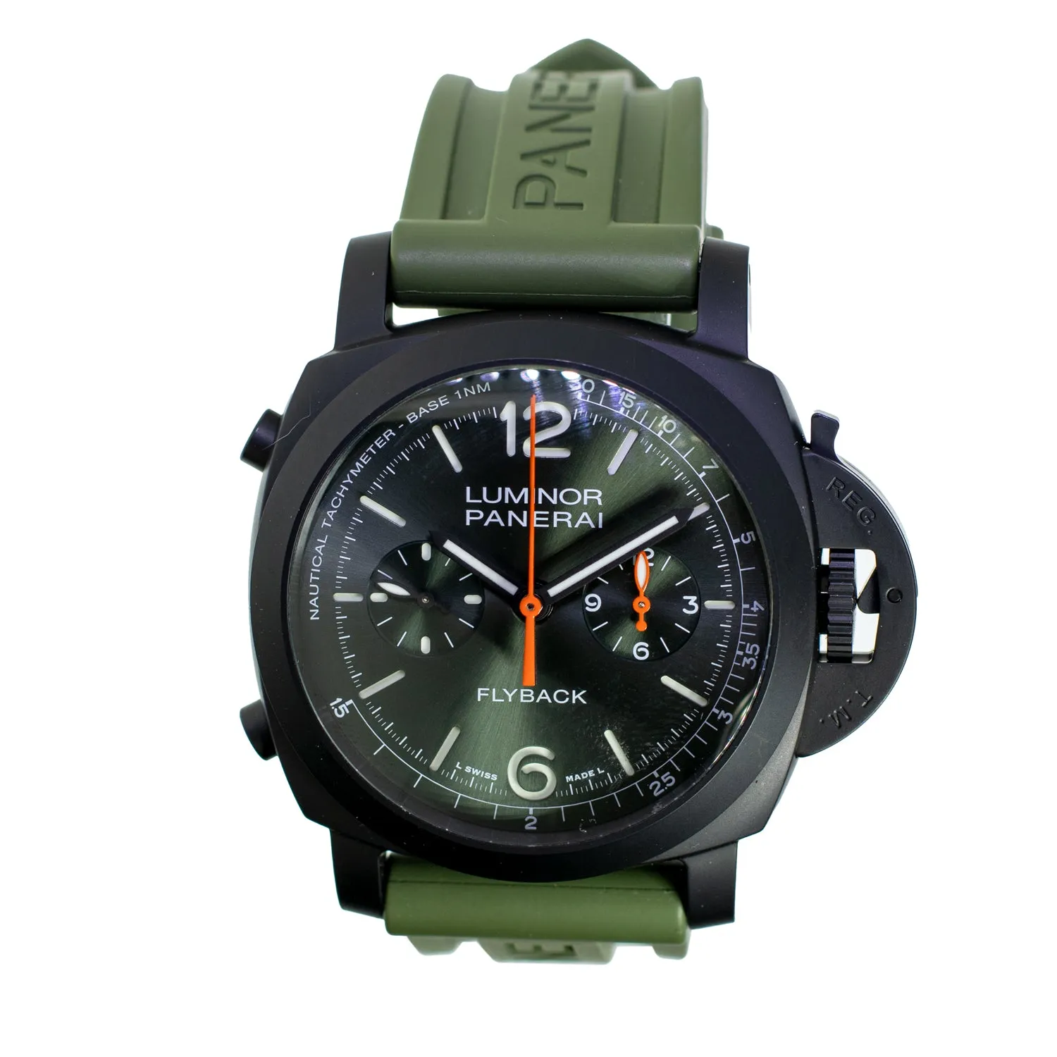 Panerai Luminor Chrono Flyback Black Ceramic Green Arabic 44mm PAM01498