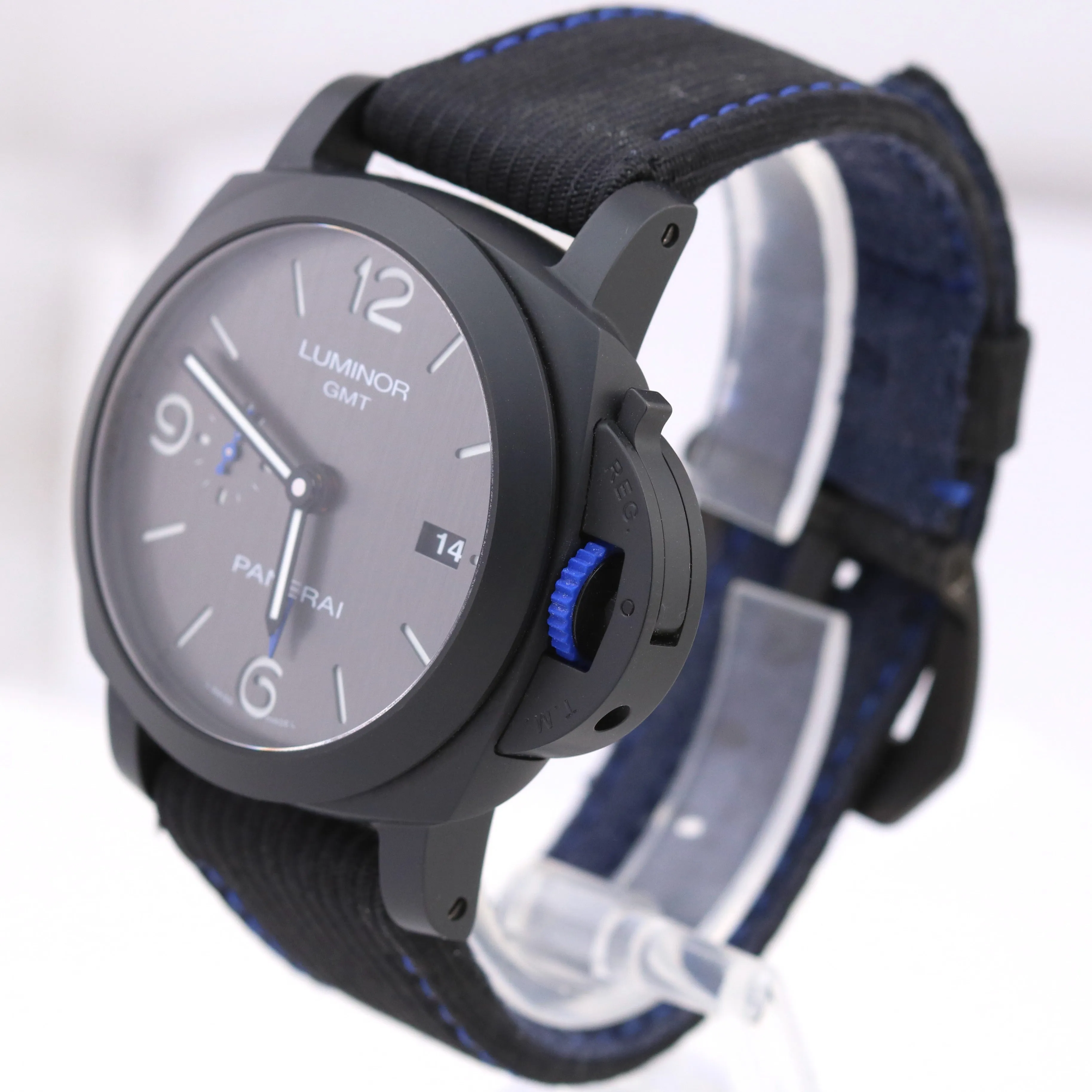 Panerai Luminor GMT PAM01176 BUCHERER BLUE Black Ceramic 44mm PAM1176 Date Watch