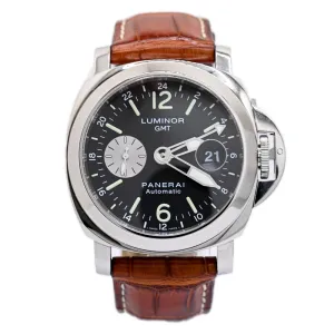 Panerai Men's Luminor GMT Stainless Steel 44mm Black Dial Watch Reference #: PAM0088