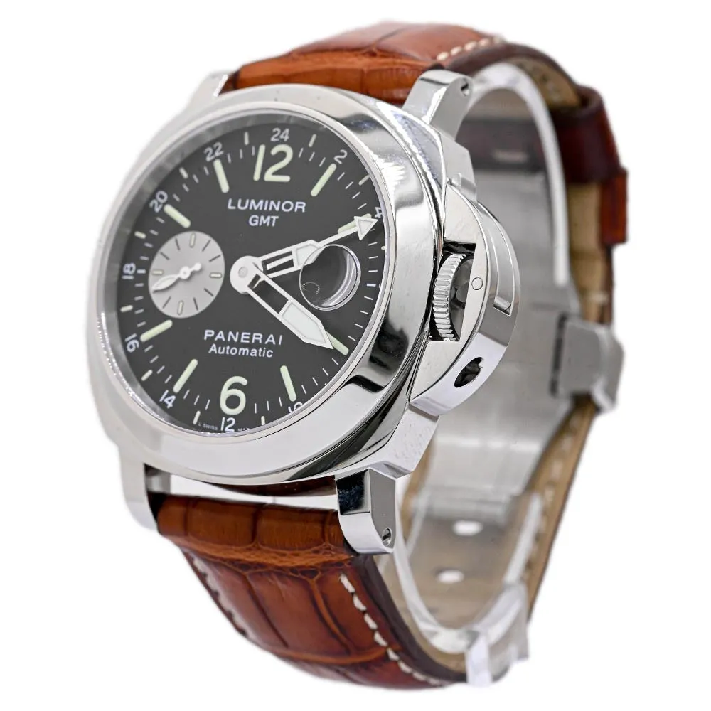 Panerai Men's Luminor GMT Stainless Steel 44mm Black Dial Watch Reference #: PAM0088