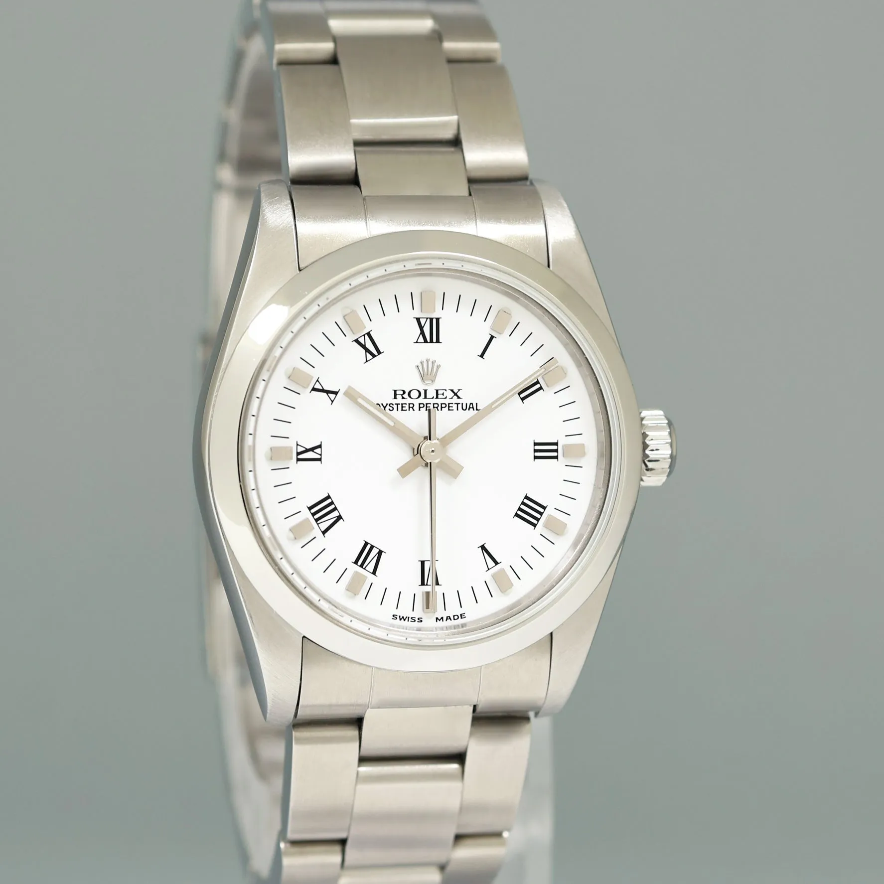 PAPERS 2004 MINT Rolex Oyster Perpetual 77080 Steel White Automatic 31mm Watch Box