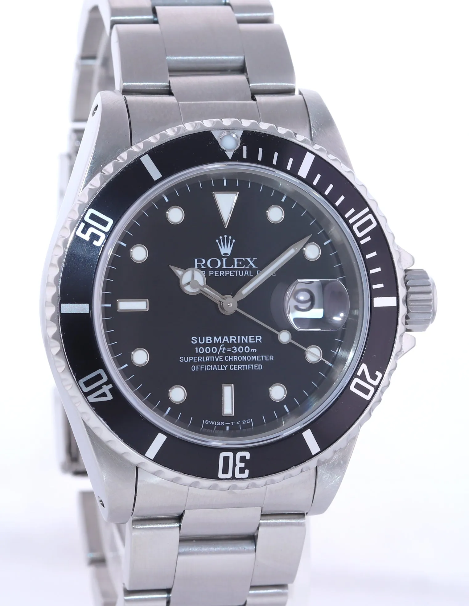 PAPERS and RSC Service Rolex Submariner Date 16610 Tritium Steel Pre-Ceramic Watch