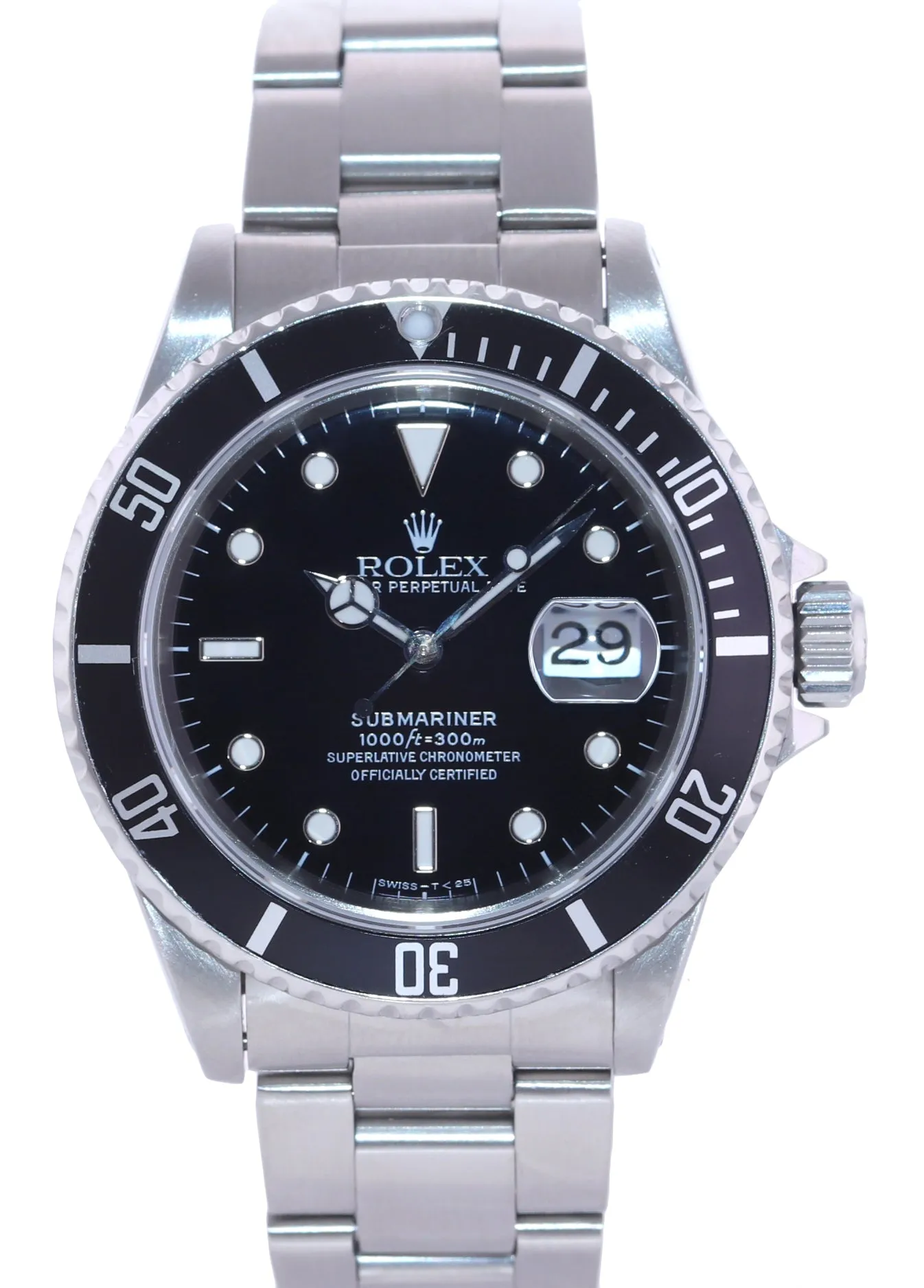 PAPERS and RSC Service Rolex Submariner Date 16610 Tritium Steel Pre-Ceramic Watch