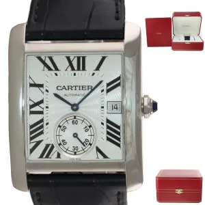 PAPERS Cartier Tank MC Automatic Silver Roman W5330003 Steel Date Watch 3589