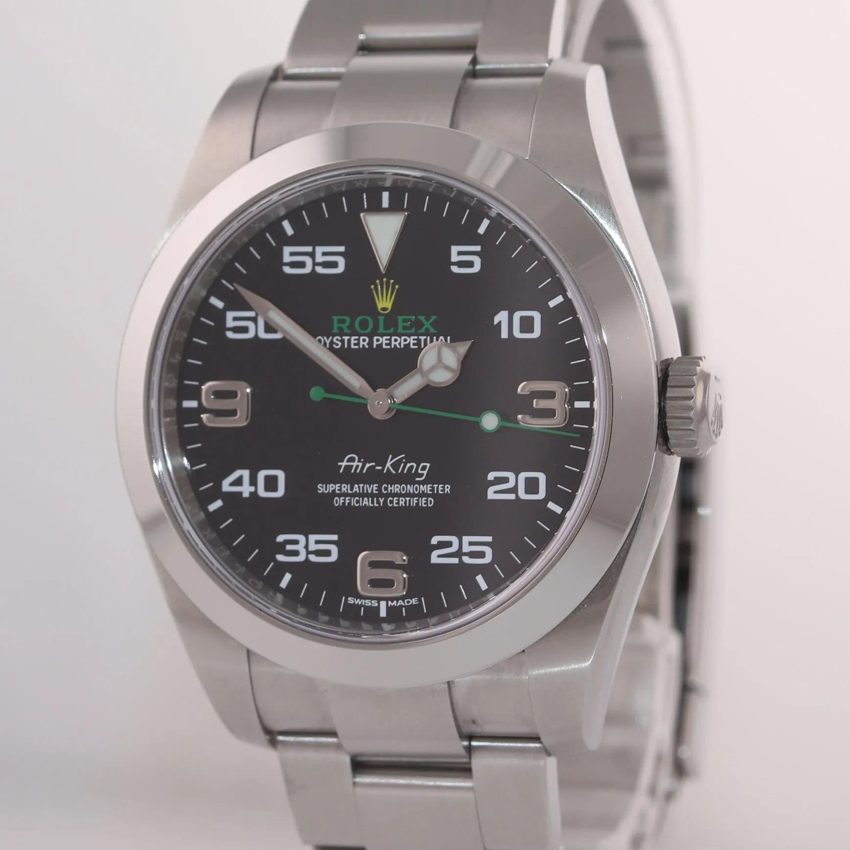 PAPERS NEW 2020 Rolex Air-King 116900 Green Arabic 40mm Steel Oyster Watch Box