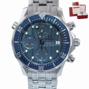 PAPERS Omega Seamaster 300M 2225.80.00 Blue 41.5mm Steel Chronograph Date Watch