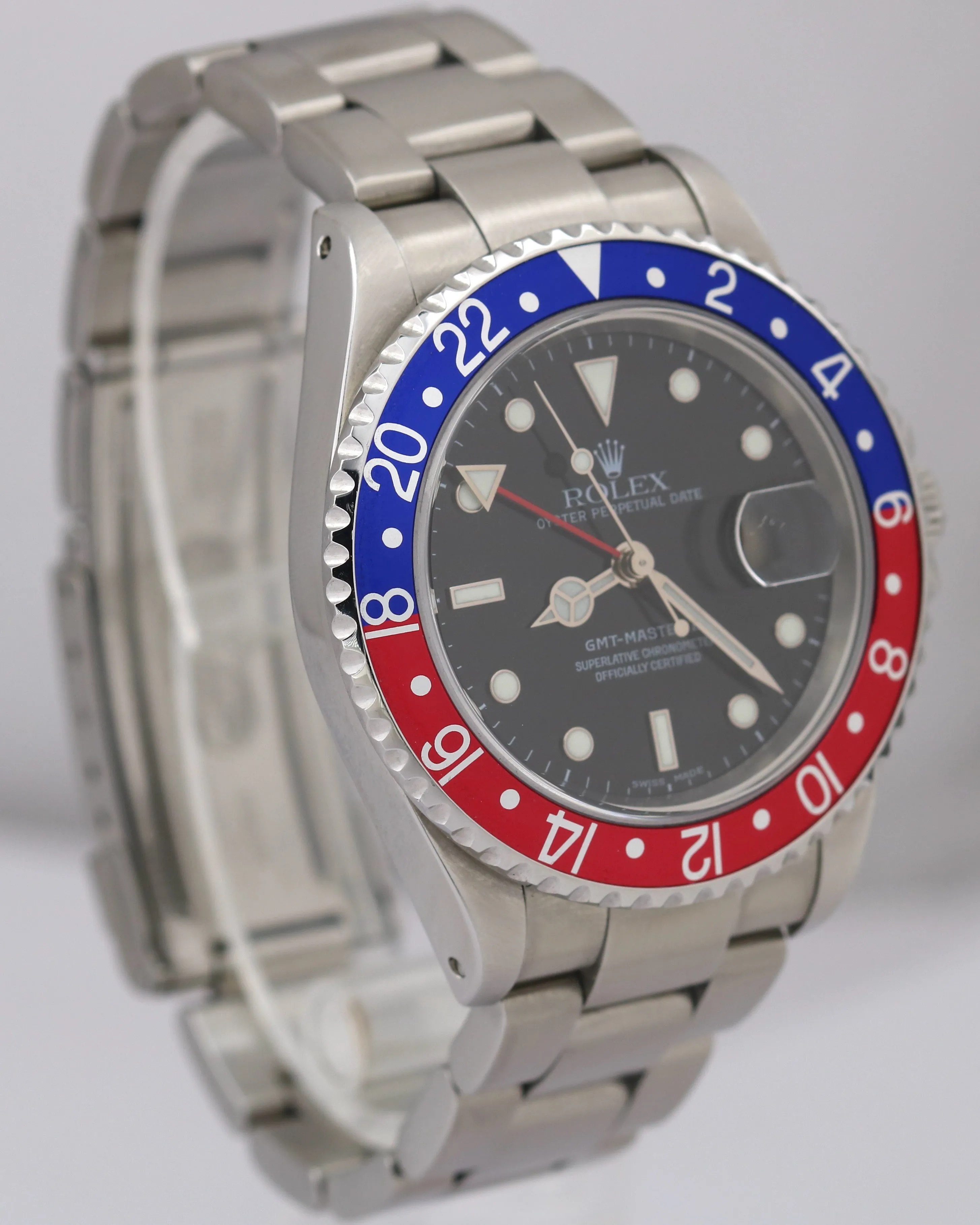 PAPERS Rolex GMT-Master II PEPSI Blue Red Stainless Steel 40mm 16710 Watch BOX