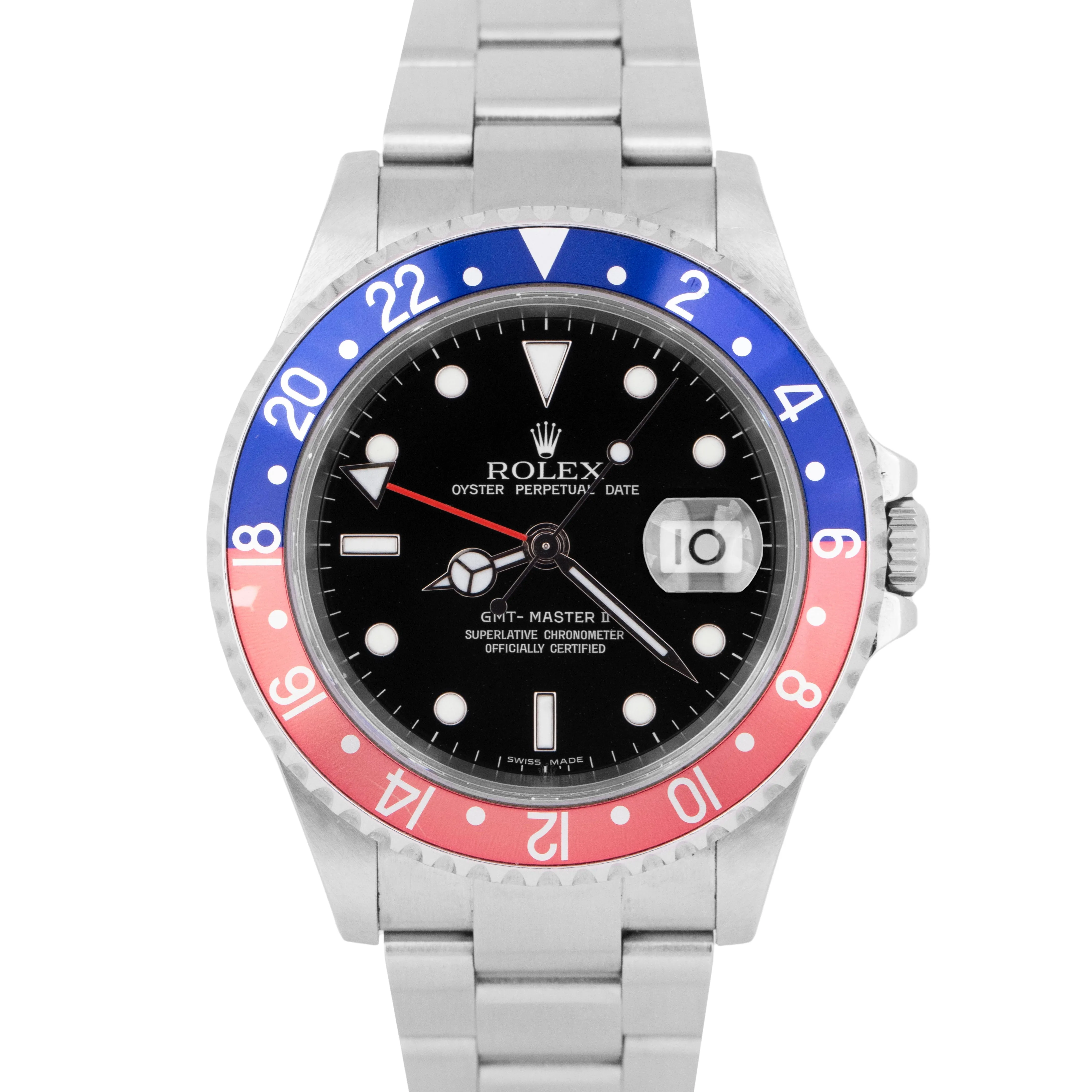 PAPERS Rolex GMT-Master II PEPSI Rectangle Blue Red NO-HOLES 40mm 16710 B P