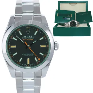 PAPERS Rolex Milgauss 116400 Steel Green Black Anti-Magnetic Steel 40mm Watch