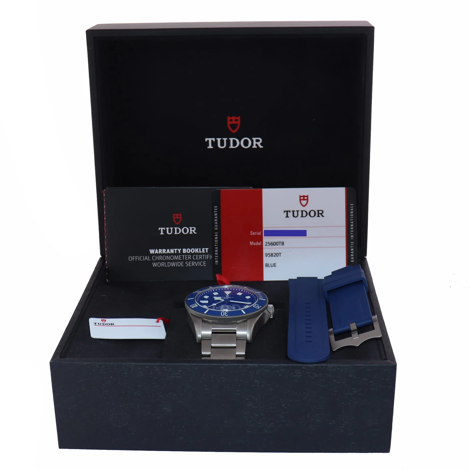 PAPERS Tudor Pelagos Titanium 42mm Dive 25600 TB Blue Lume In House Date Watch